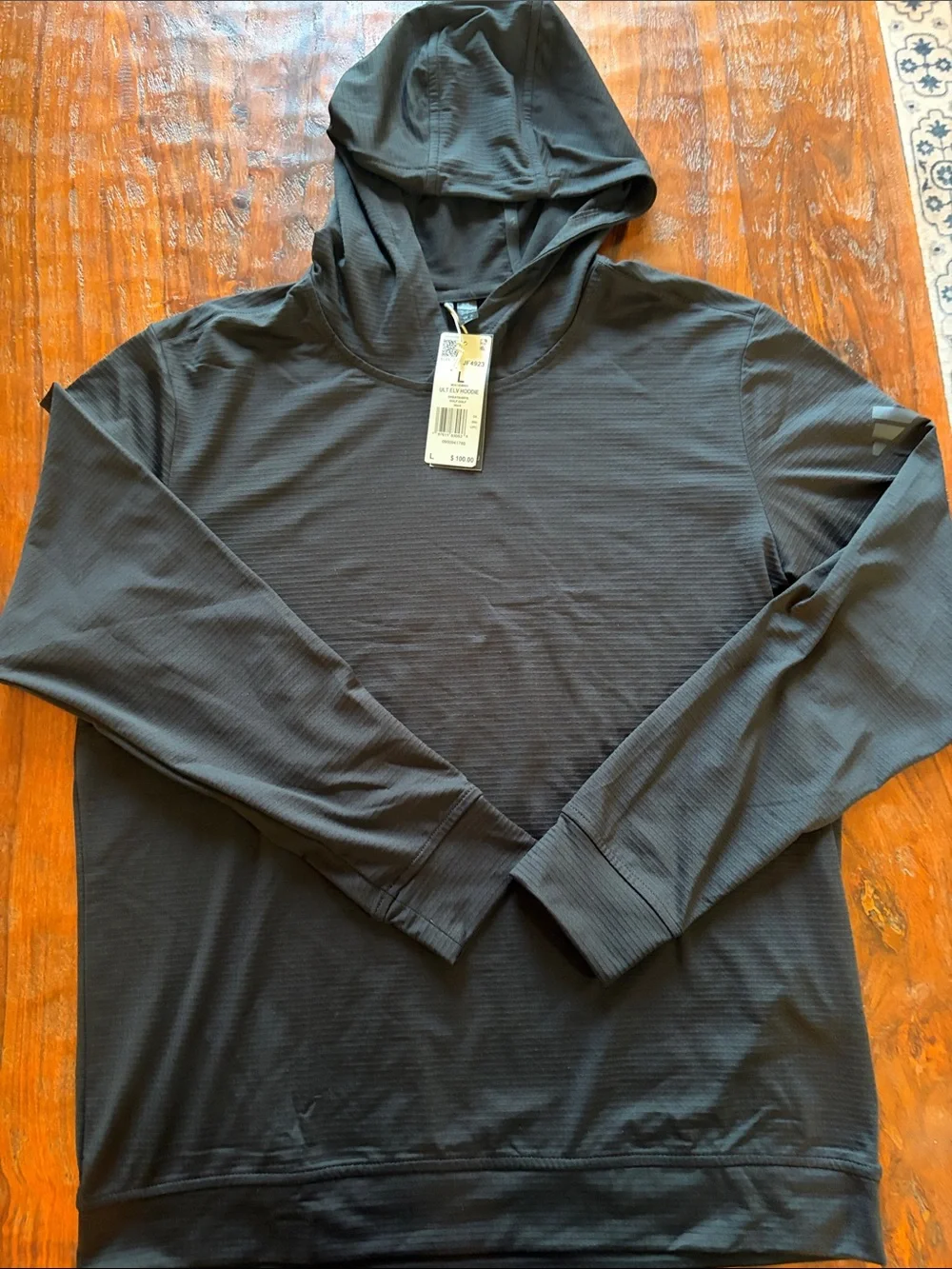 adidas Men's Black Hooded Long-Sleeve Pullover